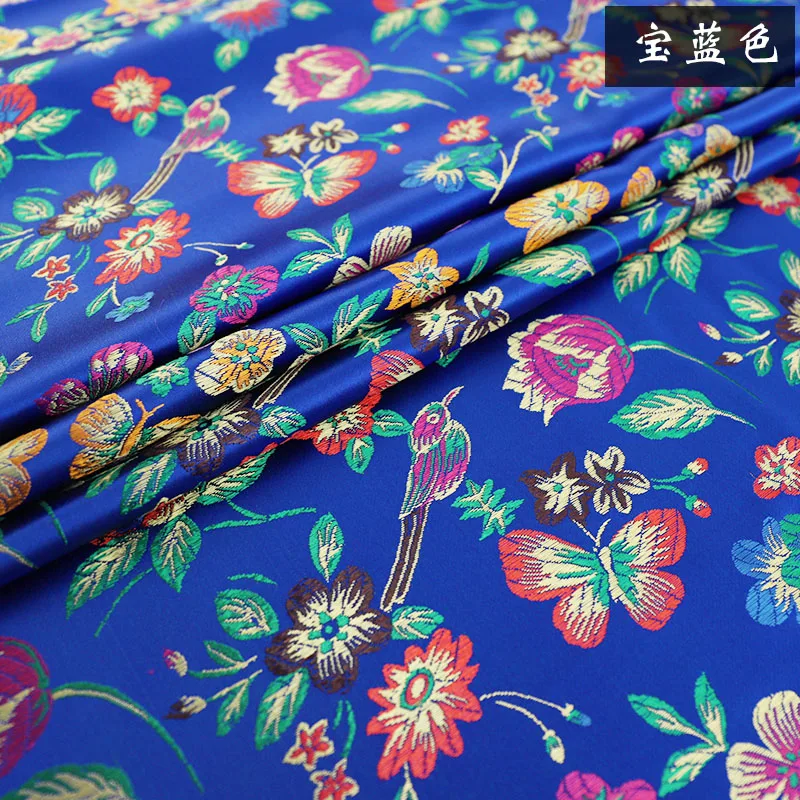 Satin fabric brocade jacquard fabrics flower pattern clothing material for sewing cheongsam and kimono