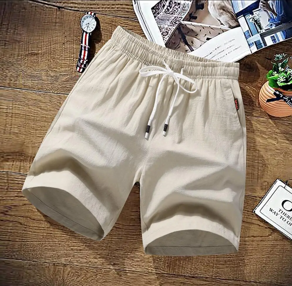 Summer Men Cotton Linen Shorts Chinese Style Plus Size Big 6XL 7XL 8XL 9XL Shorts Casual Male Home Stretch Shorts Green Orange