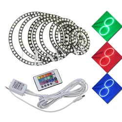 60mm 66mm 72mm 75mm 80mm 90mm 100mm 120mm 125mm Car 5050 SMD RGB Flash LED Angel Eyes Halo Ring Daytime Running Light For BMW