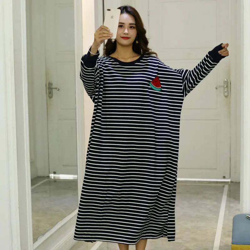 Novelty Clothing Night Dress Women Oversize Nightgown Cartoon Sleepshirts Long-sleeve Nightie Nightdress Comfortable Sleepwear