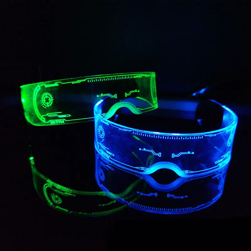 

Vanlook Bar LED Party Glasses Steampunk Sunglasses Unusual Eyeglasses Cosplay Women Neon Glowing Spectacle