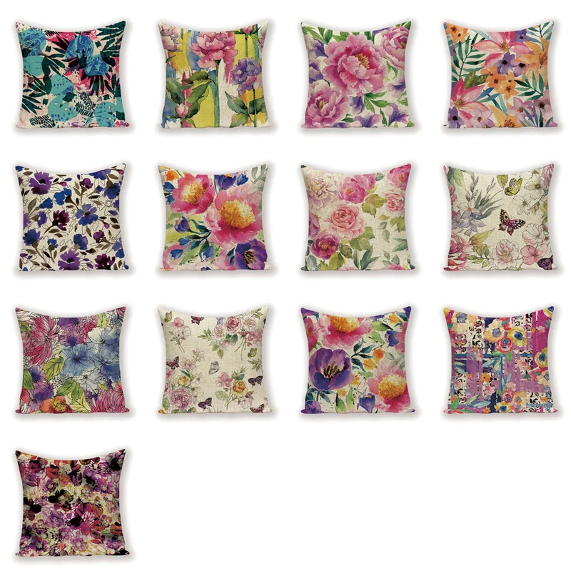 Vintage Decorative Cushion Covers Nordic Home Decor Throw Pillow Flower Floral Butterfly Pillows Shabby Polyester Pillowcase 45*