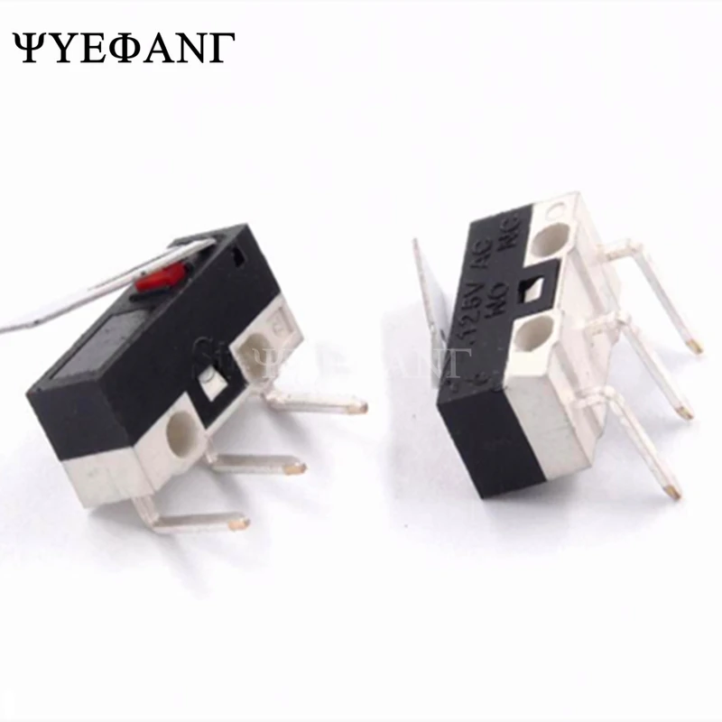 10Pcs Limit Switch Push Button Switch 1A 125V AC Mouse Switch 3Pins 90 Degree Curved Needle Micro Switch