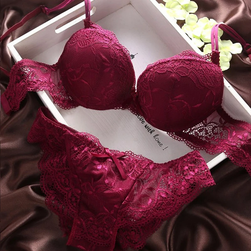 New Women\'s Push Up Sexy Bra Set Black Underwear&Panties Comfortable Breathable Bra Set Sexy Good Lace Underwear For Women