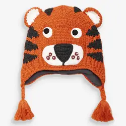 Bonnet tricoté au crochet fait à la main, motif tigre de dessin animé, pour bébé fille et garçon, nouvelle collection 2024