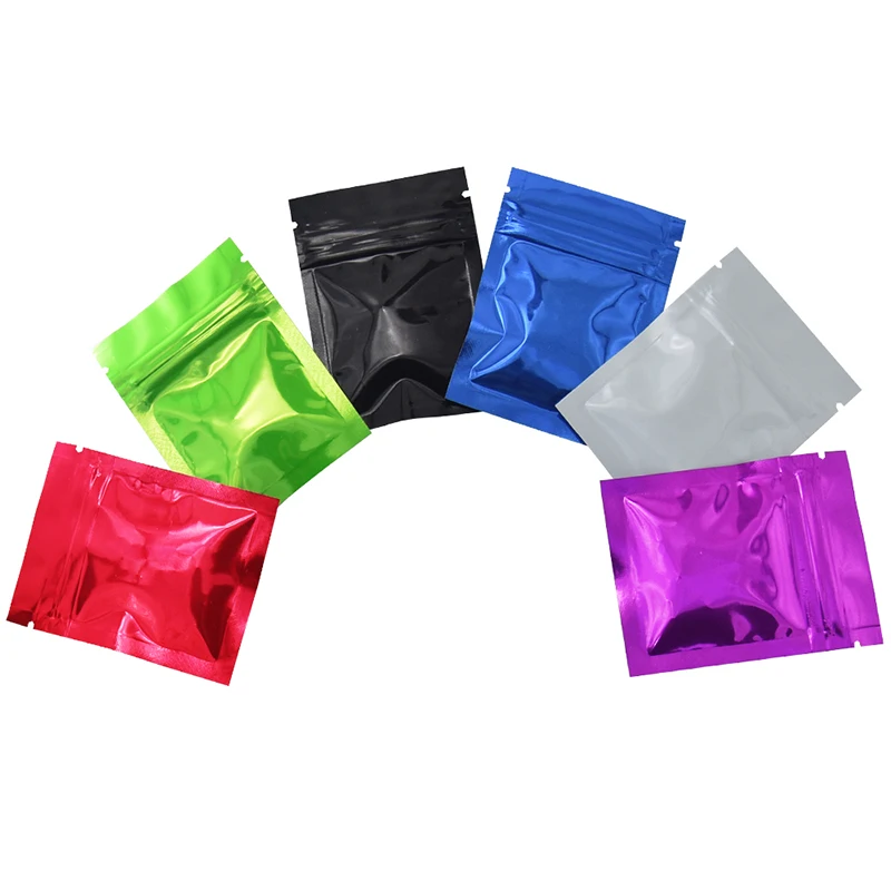 100pcs Glossy Aluminum Foil Zip Lock Mylar Bag Self Seal Resealable Coffee Food Tea Sample Storage Packaging Pouche