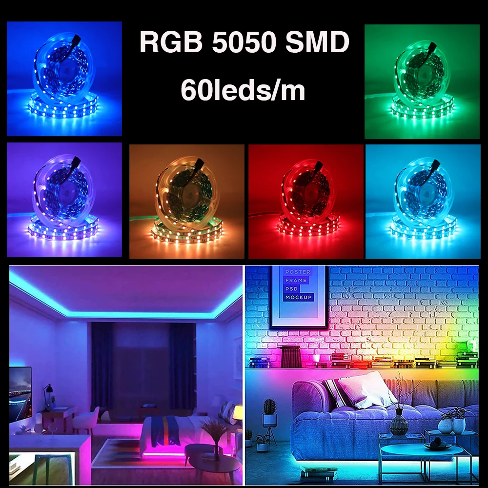 DC 12V 5050 listwy RGB LED 60 leds/m wąska szerokość 6mm 10mm elastyczna wstążka LED listwa oświetleniowa 5 m/partia