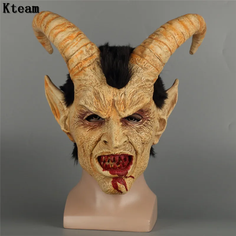 Funny Cosplay Lucifer Horn masque latex Masks Halloween Costume Scary demon devil movie cosplay Horrible mask Adults Party props