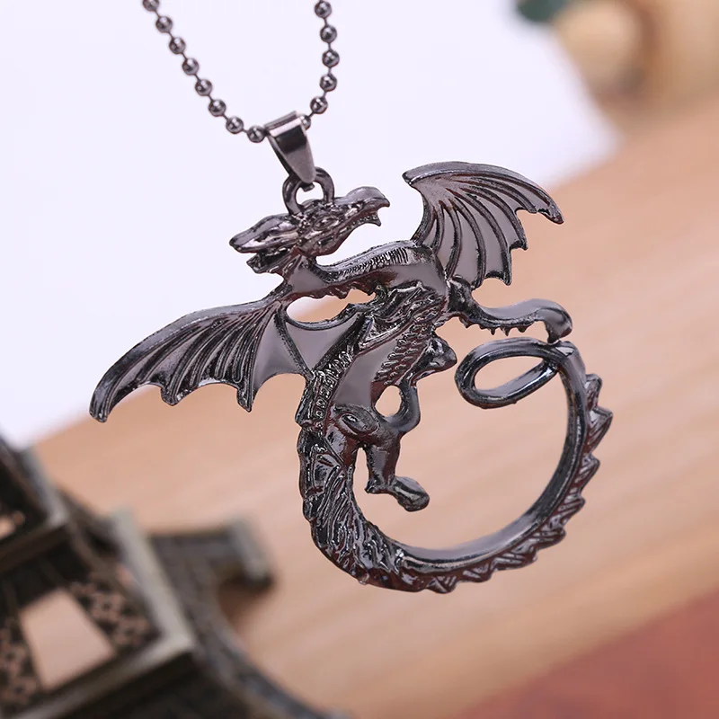 Desolation Of Smaug Pendant Dragon Necklace Punk Gothic Amulet New Game Movie Jewelry Men Women Wholesale