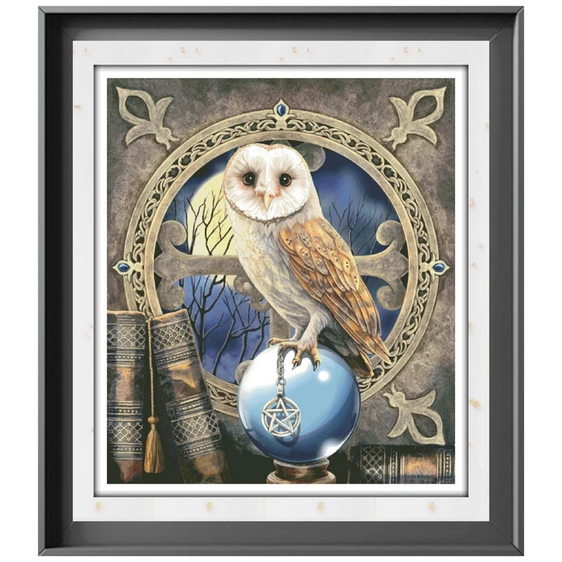 The spell keeper cross stitch kit owl aida 18ct 14ct 11ct unprint canvas cotton thread counted needlework thread embroidery