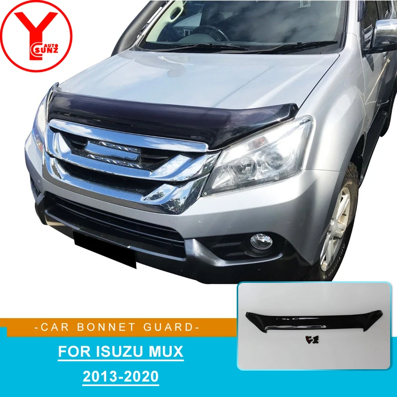 Black Acrylic Car Bonnet Scoop Hood Guard For Isuzu MUX M-UX 2013 2014 2015 2016 2017 2018 2019 2020 Bug Shield Bonnet Protector