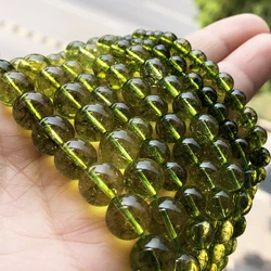 Green Peridot Stone Beads Round Loose Rondelle Beads For Jewelry Making Natural Crystal Bead DIY Charm Bracelet 6 8 10mm 15