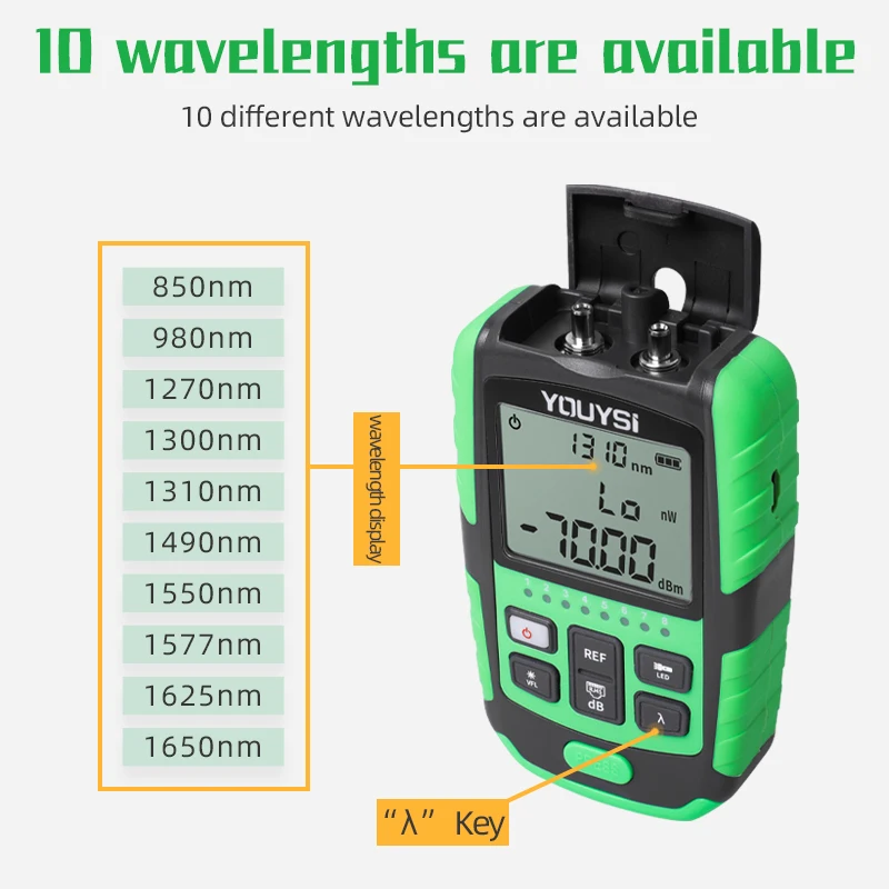 Imagem -02 - Óptico Power Meter Visual Fault Locator Fiber Tester Network Cabo Test 5g 10 Comprimento de Onda em 1