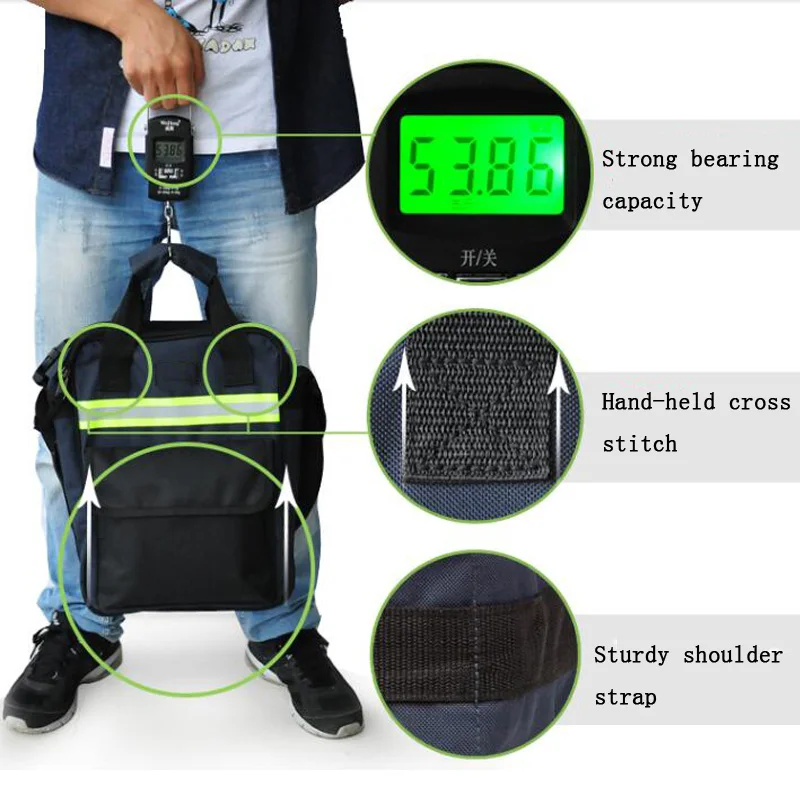 Multifunctional Tool Kit, One-Shoulder Portable Hardware Repair Kit, Thick And Wear-Resistant Oxford Cloth Electrical Canvas Bag