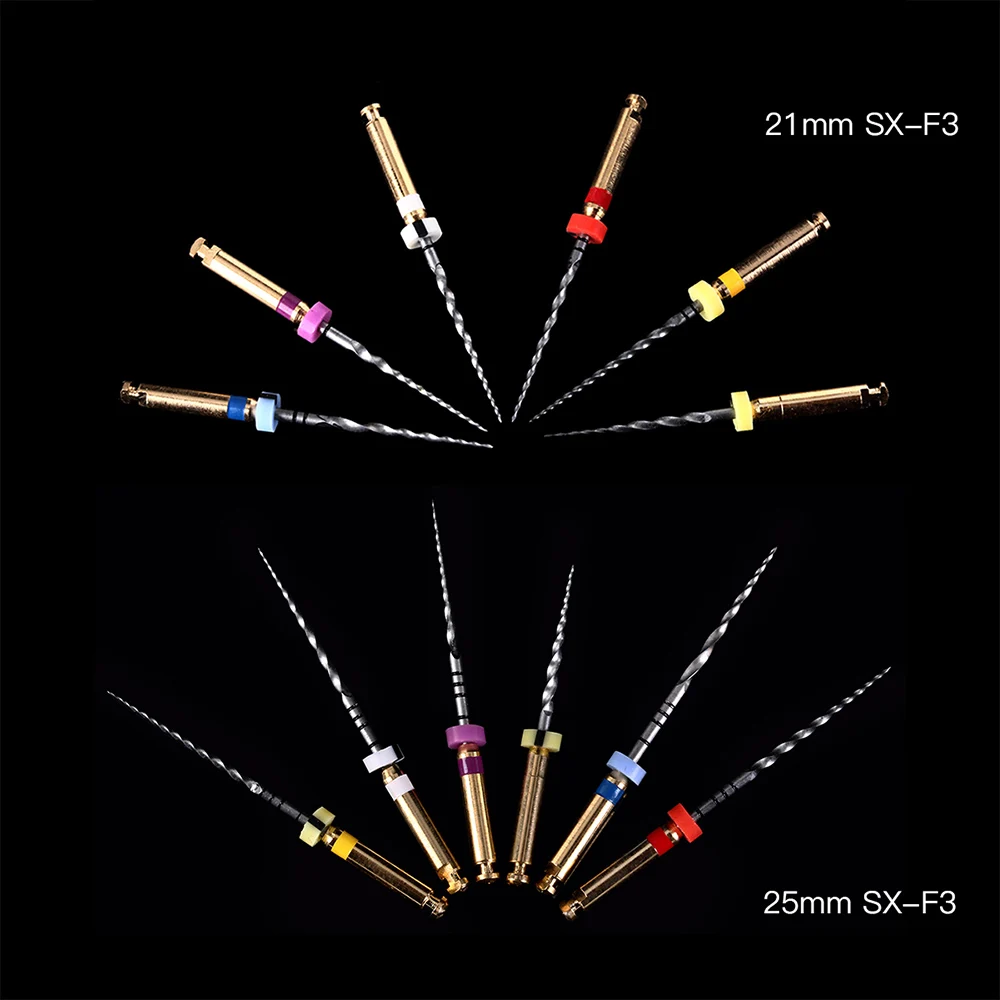 6PCS AZDENT Dental SX-F3 Engine Use NiTi Super Rotary File Machine Taper Dentist Tools Nickel Titanium Metal Root Canal File