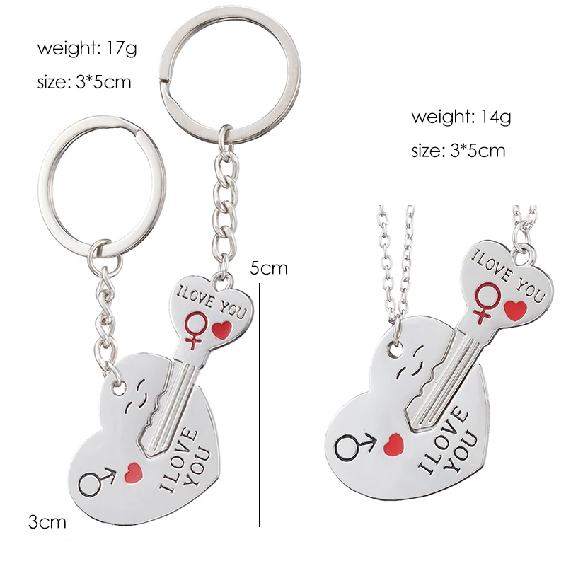 Fashion Charm Couple I LOVE YOU Letter Keychain Heart Key Ring Silvery Lovers Love Key Chain Valentine's Day Gifts Jewelry