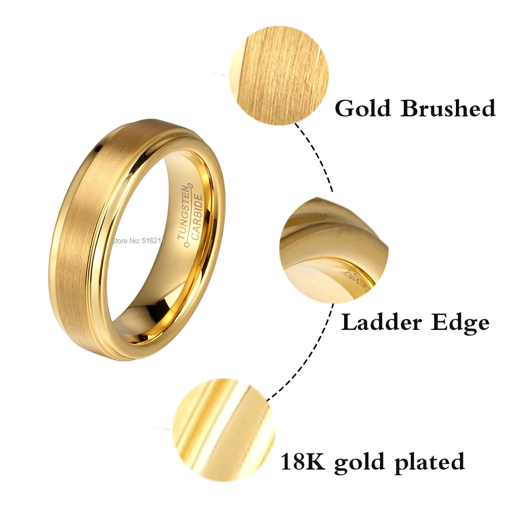 Men\'s Ring For Party Tungsten Gold Wedding Rings 2021 Trend Unisex Lovers\' Couple Gift Ree Shipping Engrave 8mm/6mm/4mm
