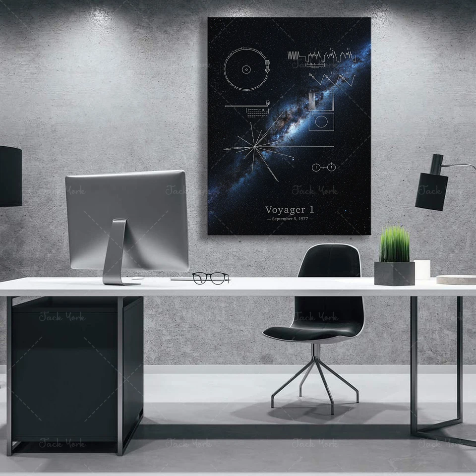 Voyager 1 plaque & Milky Way galaxy panorama — poster view 4