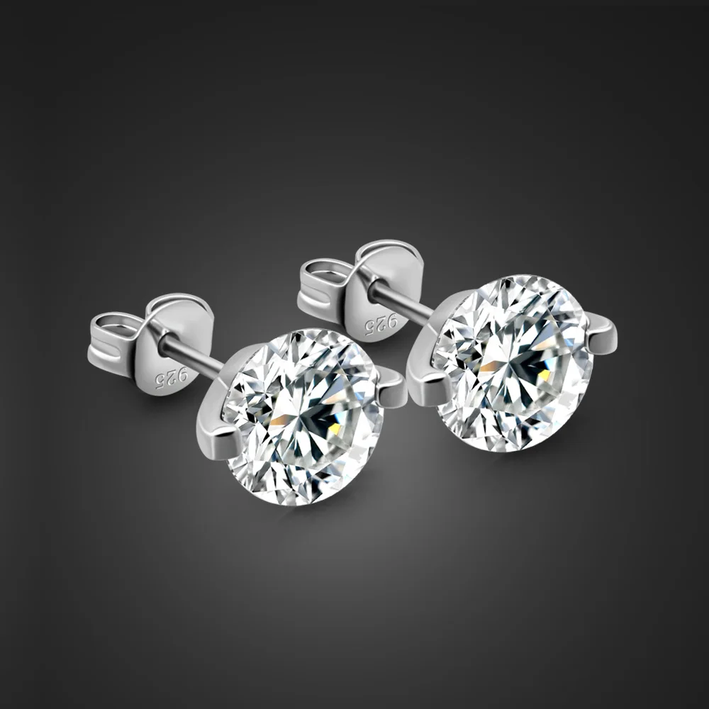 

Genuine 925 Sterling Silver Luxury Small Stud Earrings Hoop Personalized Stud Earring For Women & Man Gift Ear Stud Jewelry