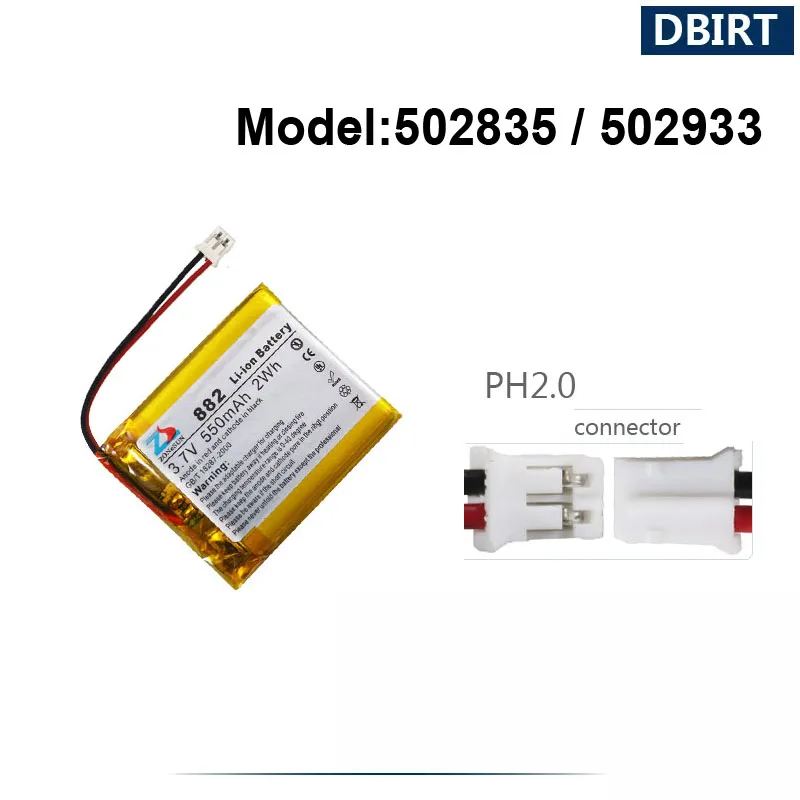 550mAh LP502835 AHB502835 502835 882 بطارية ل GPS بلوتوث سماعة سماعة ساعة ذكية 3 أسلاك NTC PH2.0 Molex1.25 XH2.54