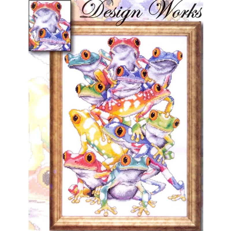 

Counted Cross Stitch Kit Frog Pile Colorful Frogs design works DW