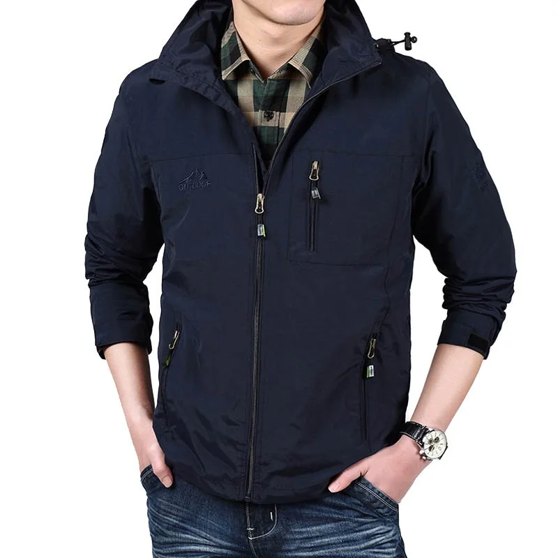 

Spring Autumn Jacket Coat Men Military Casual Loose Hooded Collar Breathable Mesh Liner Outerwear Quick Dry Jacket Men