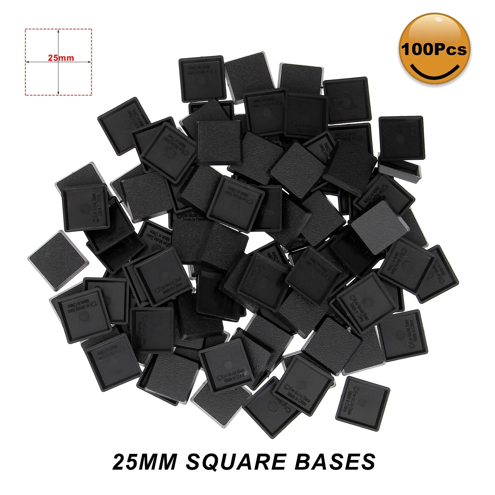 Evemodel 25mm Square Model Bases for Wargames Table Games Plastic Black MB1025