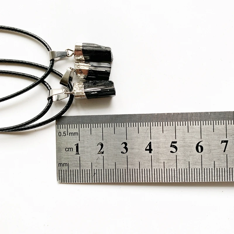 Natural Black Tourmaline Stone Pendant Radiation Protection Stone Necklace Rough Crystal Raw Jewelry Dropship 1pc image 6