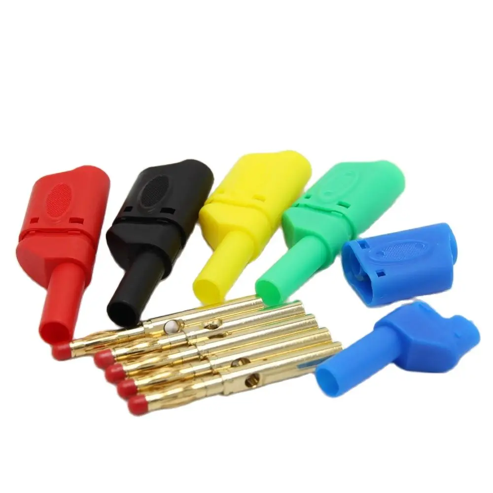 

4mm Pure Copper Gold Plating Superposition Of Secure Banana Plug Continue To Insert Sheath Banana Plug 10Pcs/lot