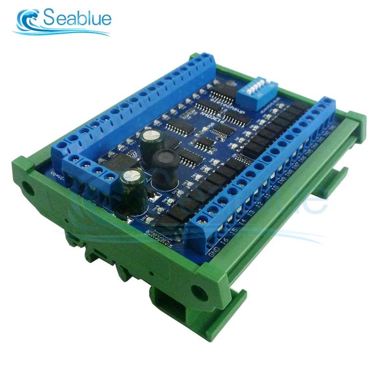 16 in 16 Out RS485 Remote Control Switch PLC IO Expansion Board Modbus RTU Module Board Only / With DIN Rail Shell DC 12V 24V