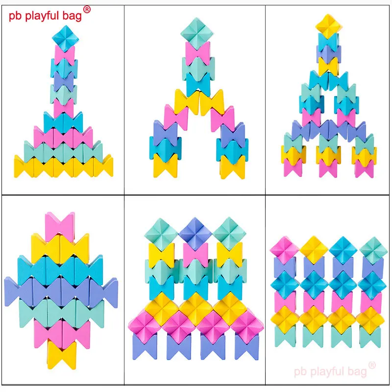 

PB Playful bag 25pcs five color building blocks DIY Educational Toys for children understanding color and improving balance UG08