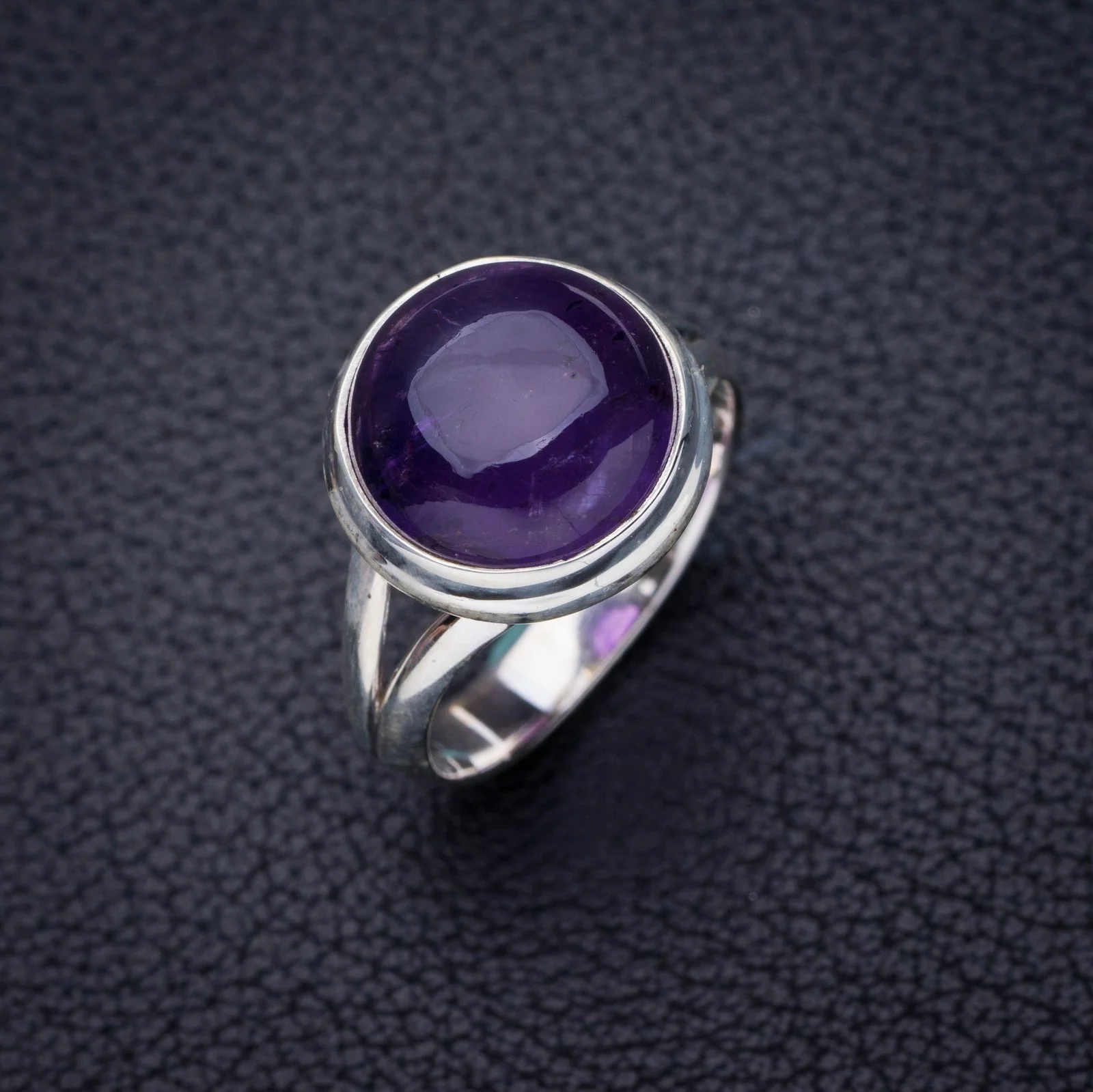 StarGems Natürliche Amethyst Handgemachte 925 Sterling Silber Ring 8,5 E7029