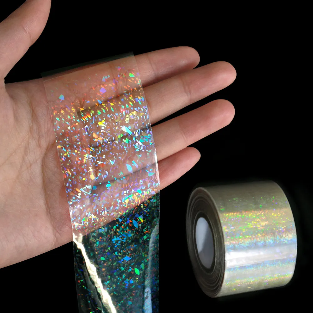 120m*4cm Broken Glass Sticker Foil Paper Nail Art Sticker Transfer Holographic Design DIY Nail Decals