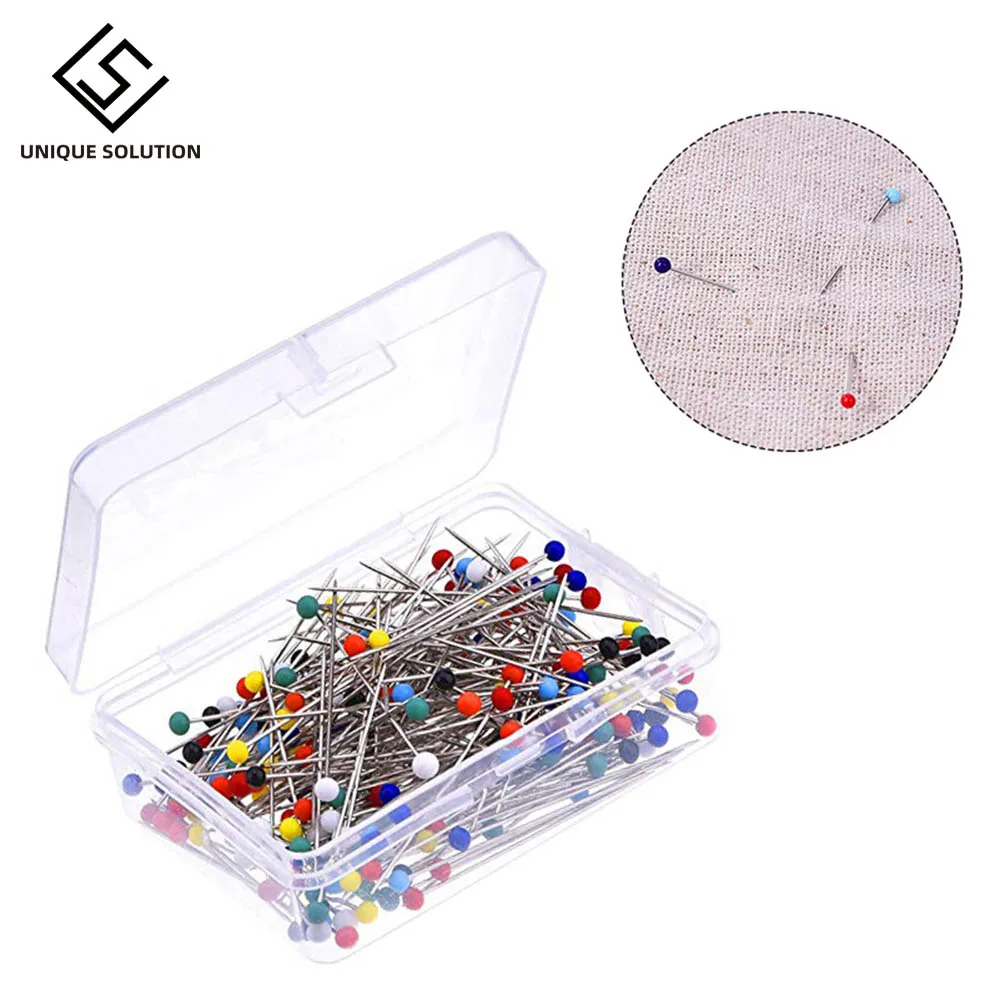 Portable 500pcs/Box Glass Pearlized Head Pins Multicolor Sewing Pin for DIY Sewing Crafts Sewing Accessory