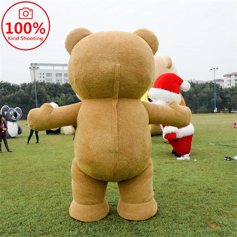 Inflatable Ted dy Bear Plush Mascot Costume Suit Cosplay Party Game Furry Dress Outfits Halloween Xmas Easter for Adult Costume