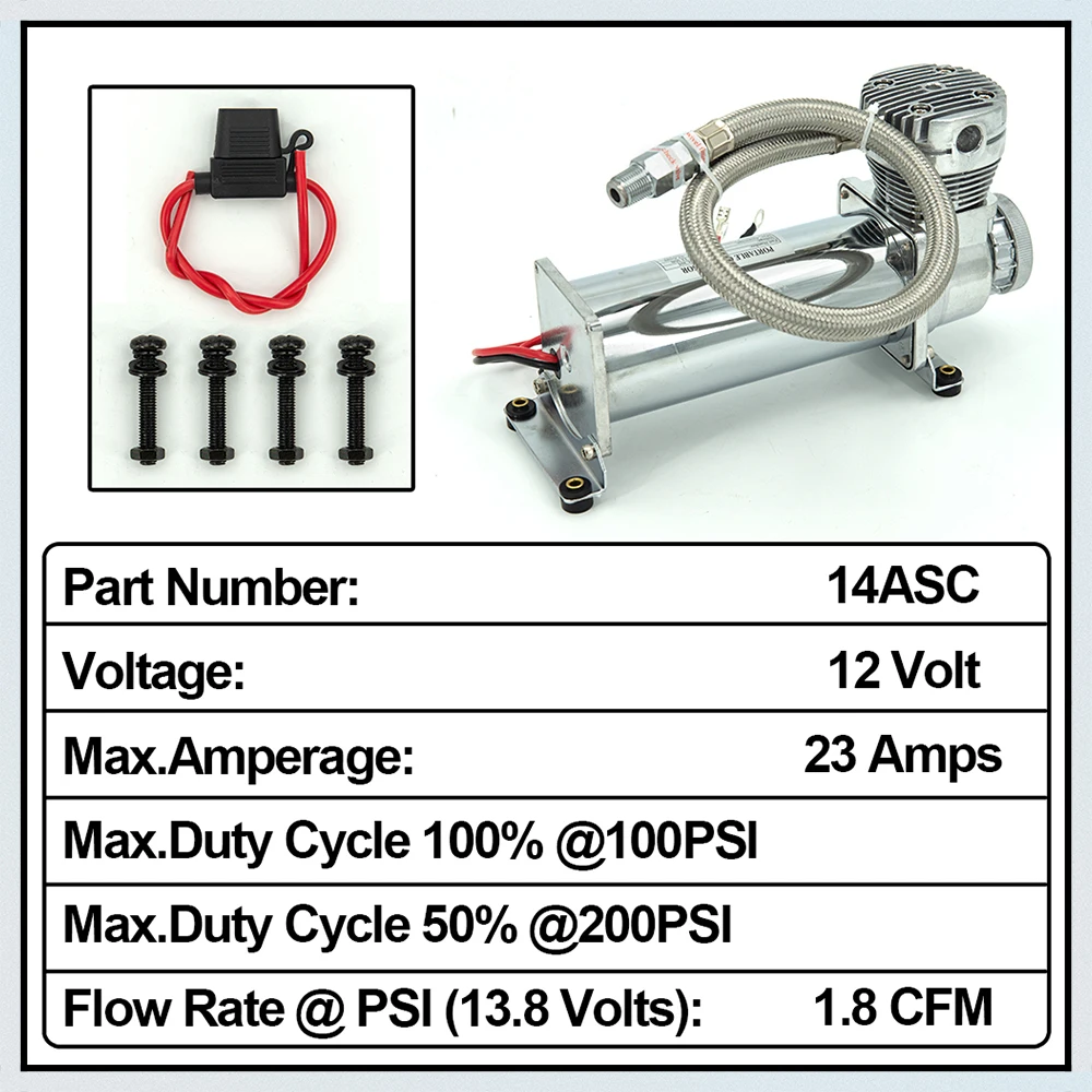 ユニバーサルエアサスペンションコンプレッサー,DC 12V,480c,最大出力200 psi,3/8または1/4インチ,2個