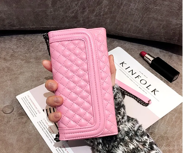 Luxury Folding Mirror Card Wallet Leather Case Cover For iphone 13 12 Mini 11 Pro XS Max X XR 7 8 6S Plus SE Crossbody Chain Bag