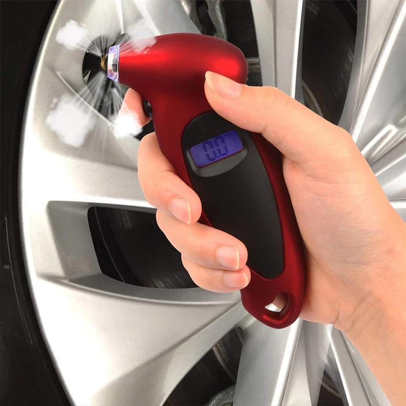 Auto Accessories High Precision Electronic Digital Car Tire Pressure Gauge Digital Tyre Pressure Gauge Presta 150 PSI red