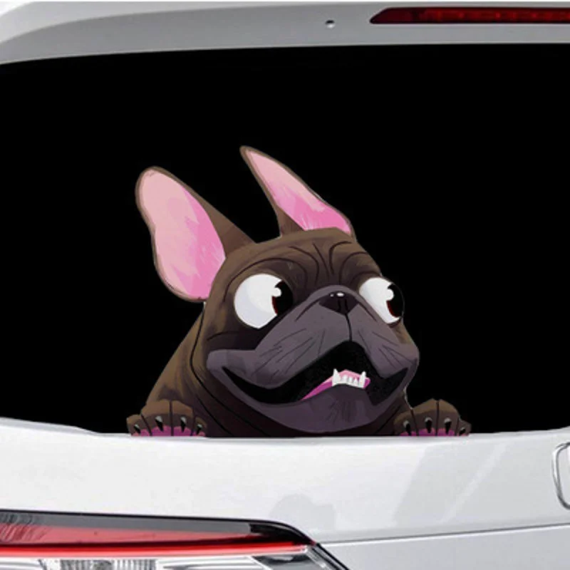 Pegatina de coche de Bulldog Francés, calcomanía de vinilo de perro mascota, pegatinas de dibujos animados de animales para automóviles, accesorios