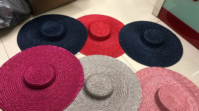 202105-shi chic fashion summer natural handmade straw Designer wind brim leisure beach long ribbon lady fedoras cap women hat