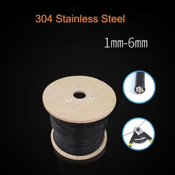 304 Stainless Steel Black PVC Coated Wire Rope 7*7/7*19 Flexible Cable Clothesline 1mm 1.2mm-6mm Soft Cable Wire Rope