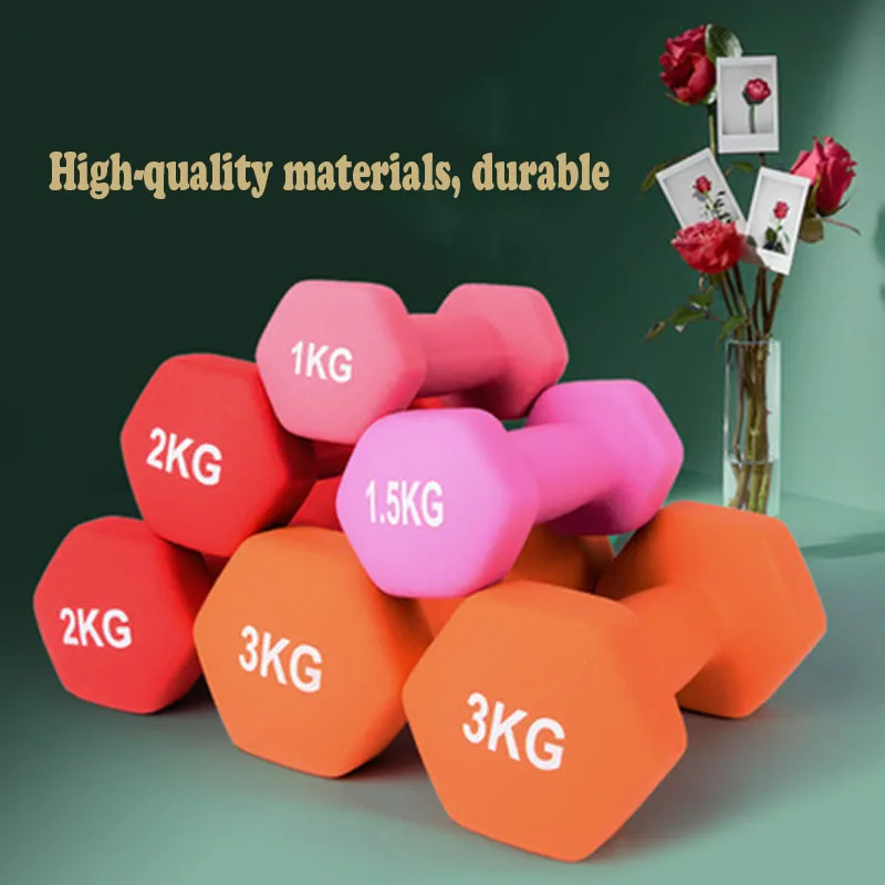 Hexagonal dipping weightlifting dumbbells, environmental protection, household fitness equipment, women's dumbbells