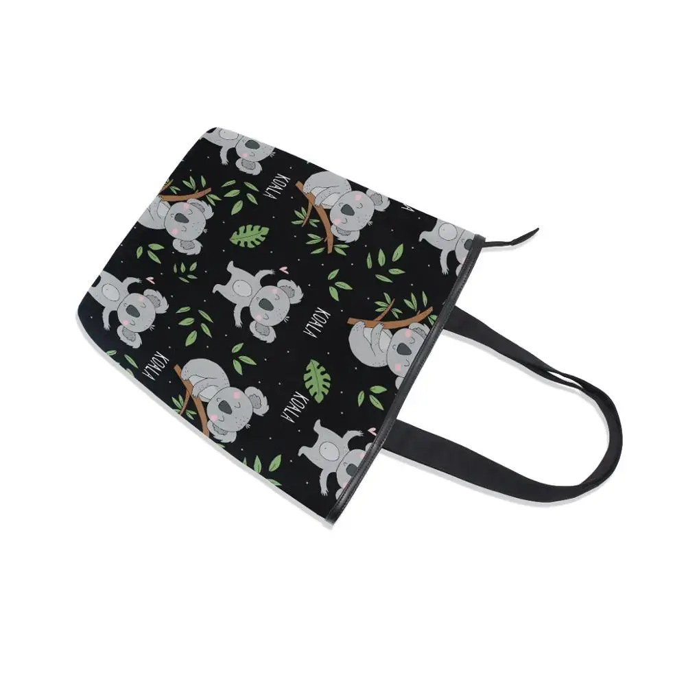 The koala canvas bag female summer large capacity college art Harajuku cute cartoon animal print Vintage black shoulder bags view 6