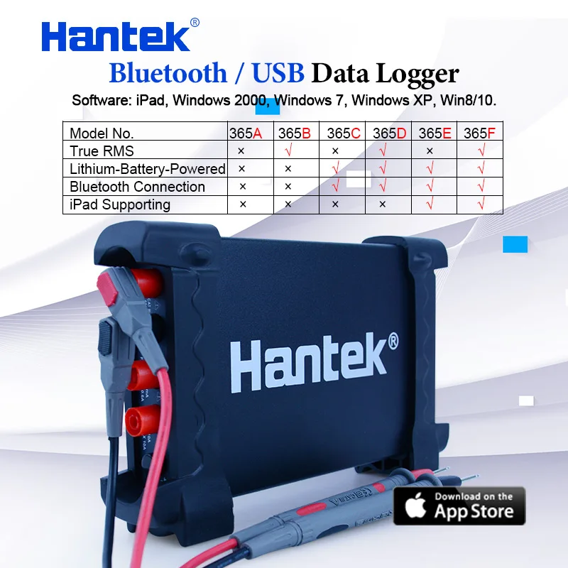 

Hantek Bluetooth/USB Data Logger True RMS Voltage Current Resistance Capacitance Diode Recorder support ipad 365A/B/C/D/E/F