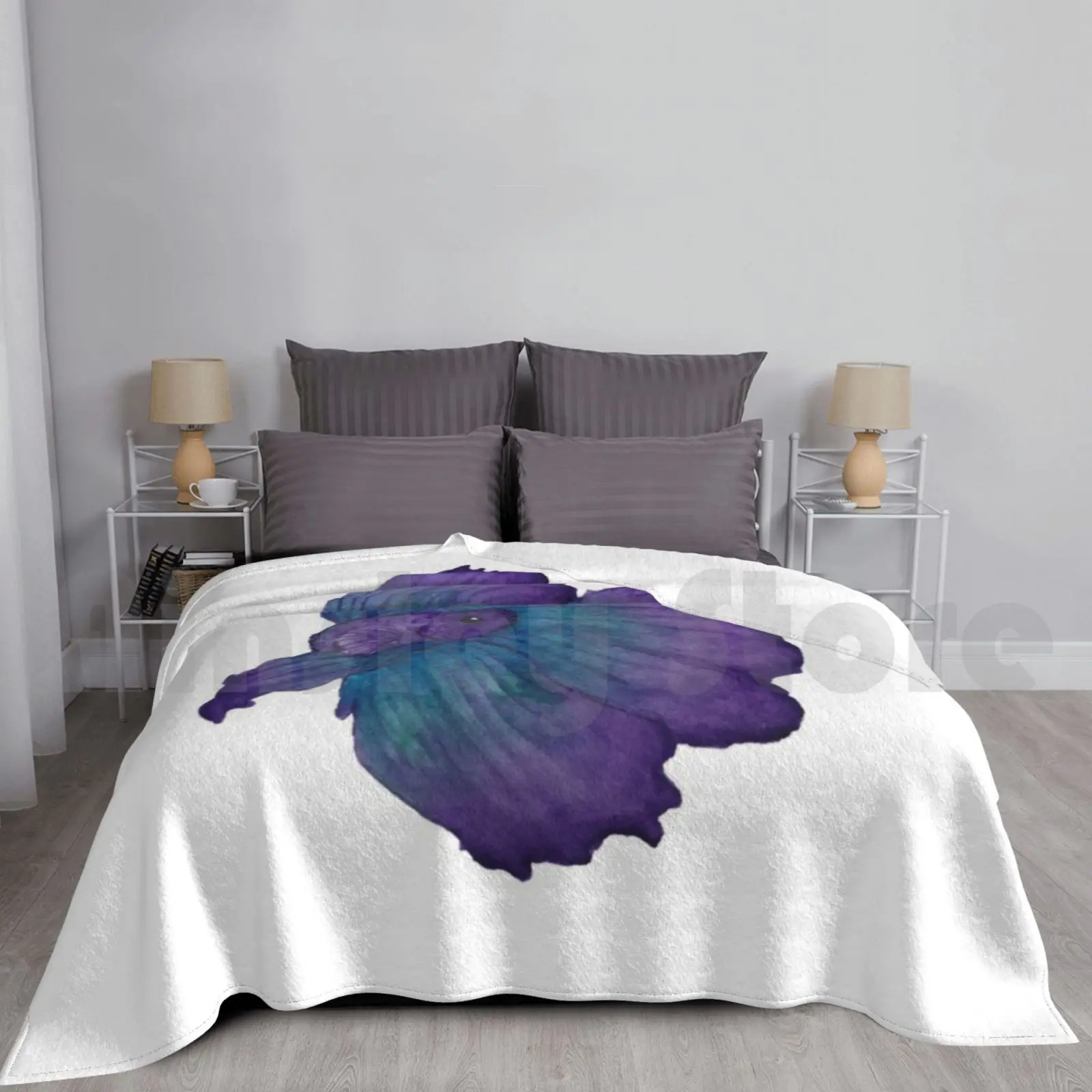 Purple And Turquoise Betta Blanket Fashion Custom Betta Betta Fish Betta Splendens Siamese Fighting Fish Purple