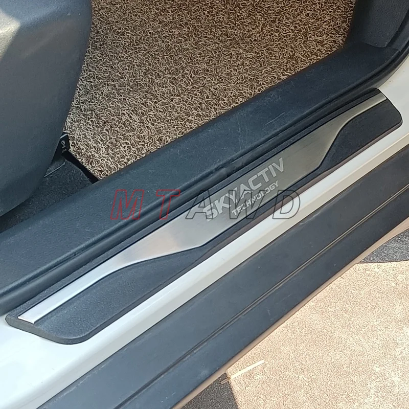 For Mazda 3 2014-2022 2023 2024 Sedan Hatchback Stainless Car Scuff Plate Door Sill Protector Trim Cover Pedal Styling Accessory