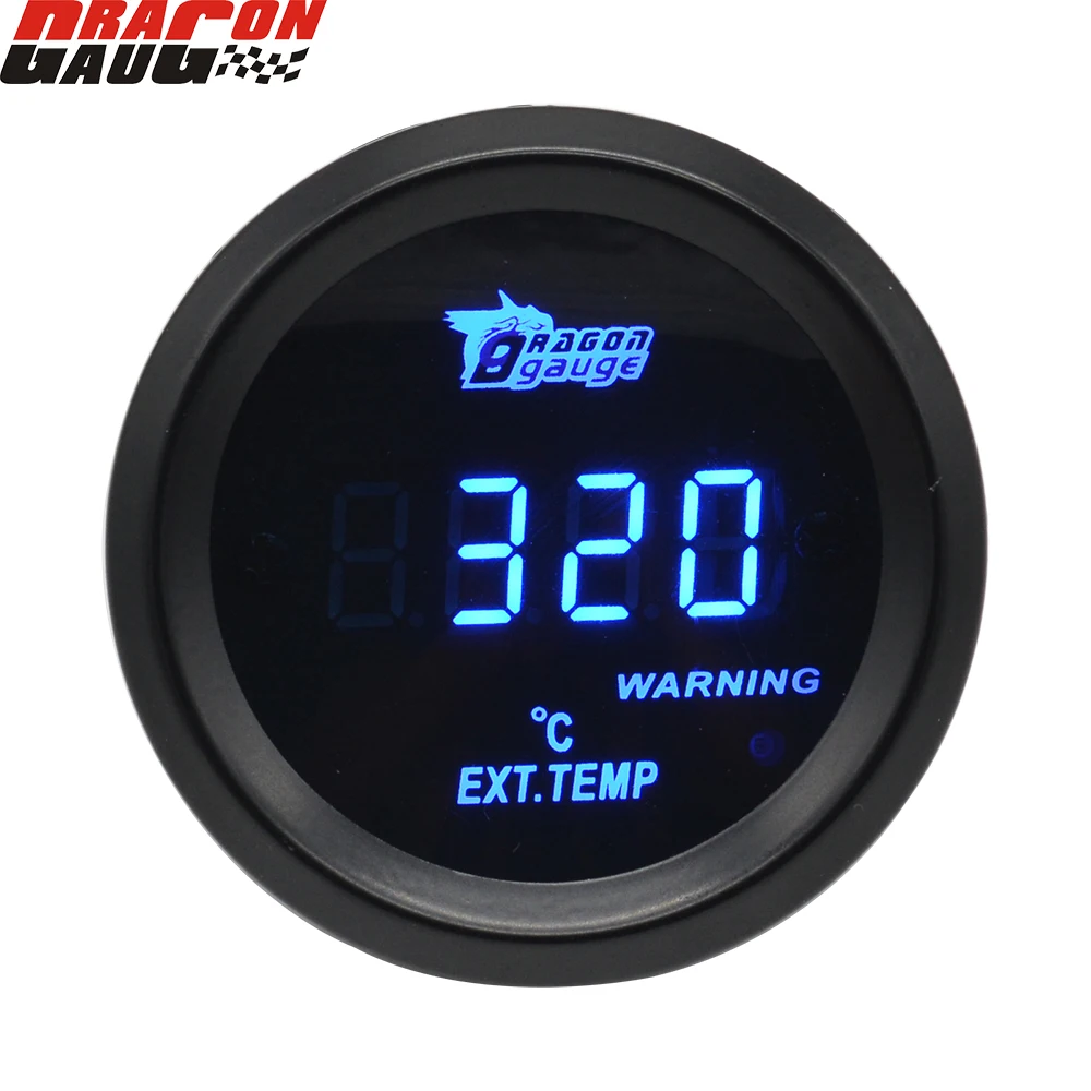 52mm Auto Car Racing Modification Digital Exhaust Gas 200~13000 CelsiusTemperature Meter With Sensor Blue LED gauge