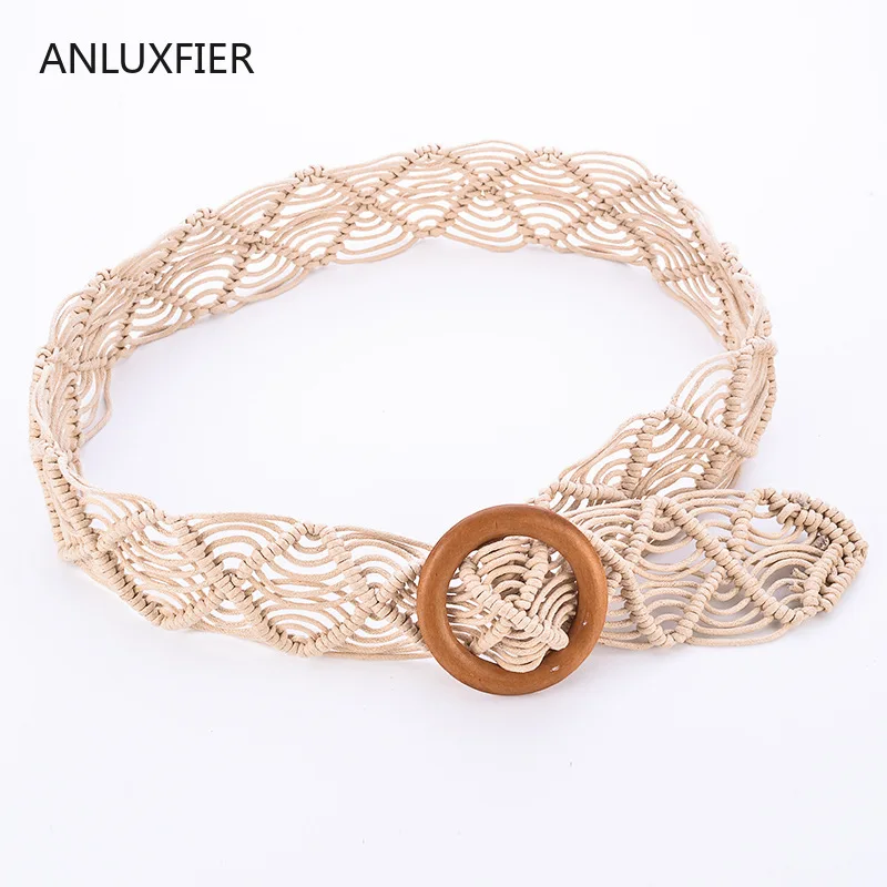 

H9840 Women Waist Belt National Style Wax Rope Braided Handmade Accessories Waistband Soild Color High Quality Fashion Girdle