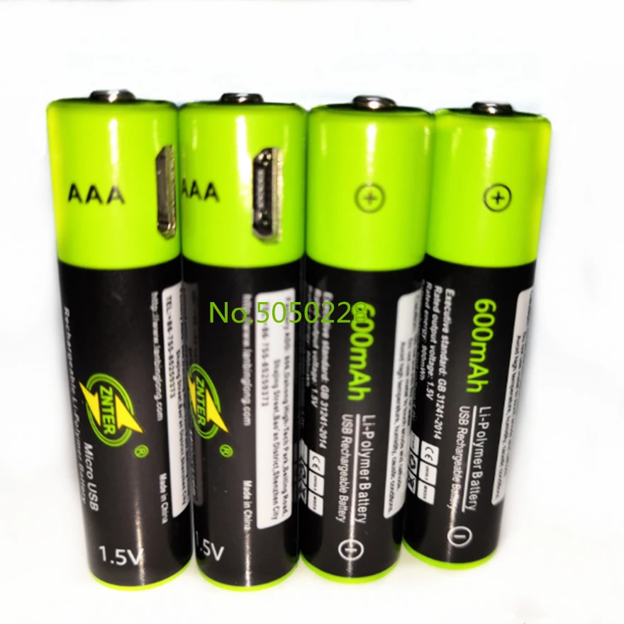 

4pcs/lot ZNTER 1.5V AAA rechargeable battery 600mAh USB rechargeable lithium polymer battery fast charging via Micro USB cable