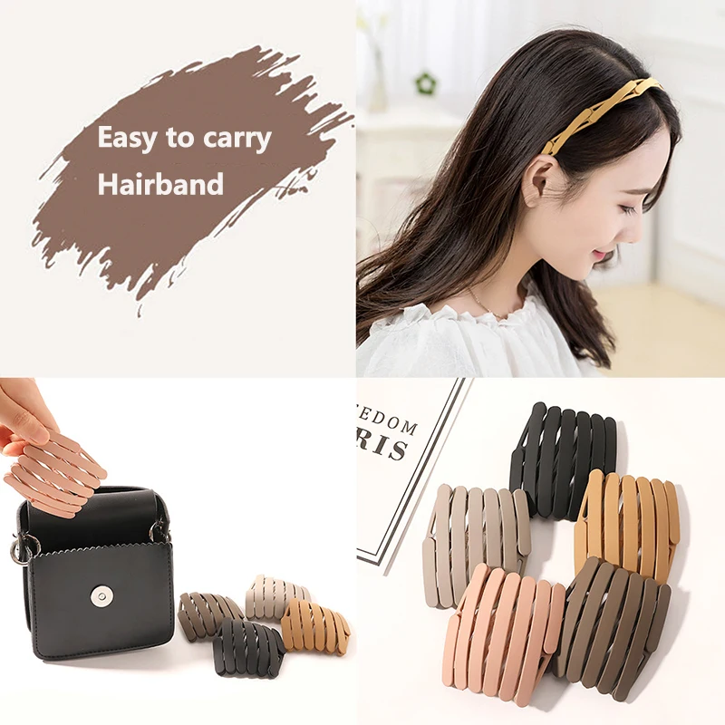 Lystrfac Korean Ins Fashion Foldable Headband for Women Girls Teeth Hairband Easy to Carry Bezel Hair Accessories